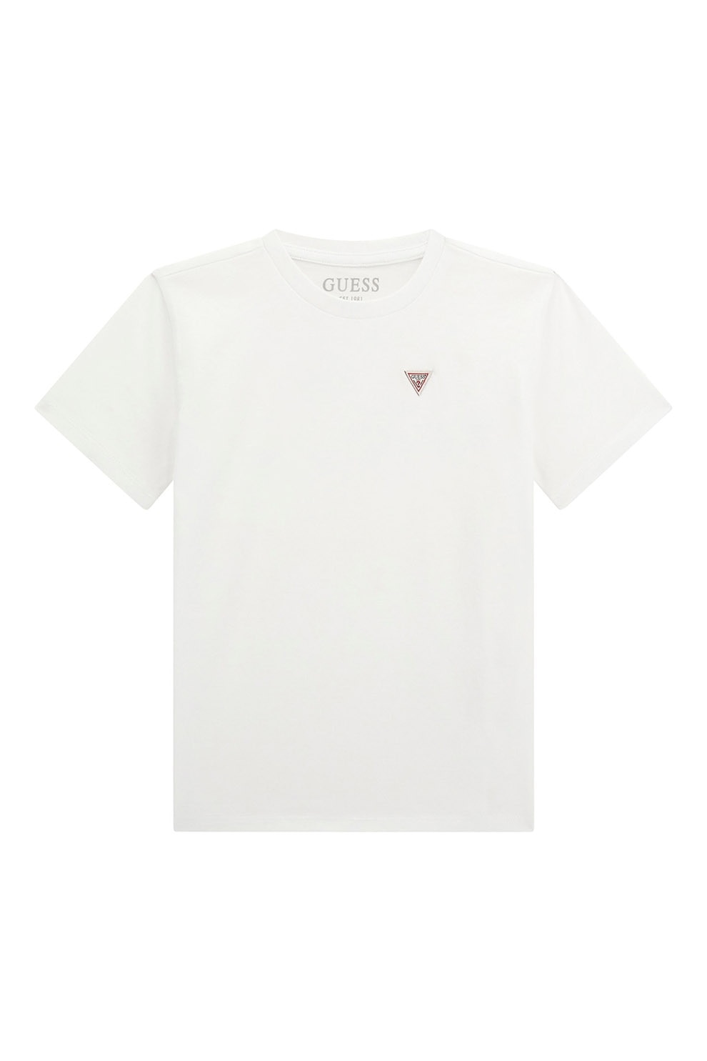 GUESS KIDS, Tricou din bumbac cu decolteu la baza gatului, Alb murdar, 166-175 CM