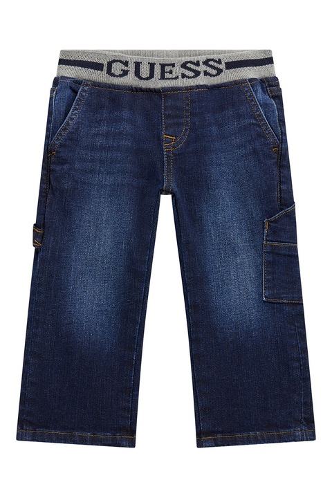 GUESS KIDS, Mosott hatású straight fit farmernadrág, Tengerészkék