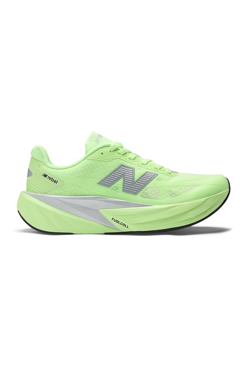 New Balance, Pantofi FuelCell Rebel 5 din material textil cu detaliu logo pentru alergare, Verde electric