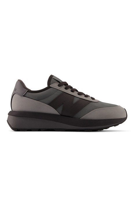 New Balance, Pantofi sport cu garnituri din material sintetic si piele 370, Maro inchis