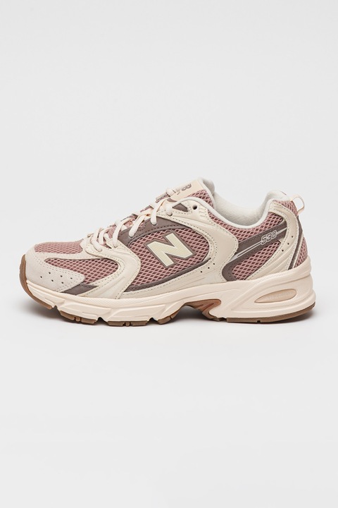 New Balance, Pantofi sport 530 unisex de plasa cu garnituri de piele, Lila/Alb murdar