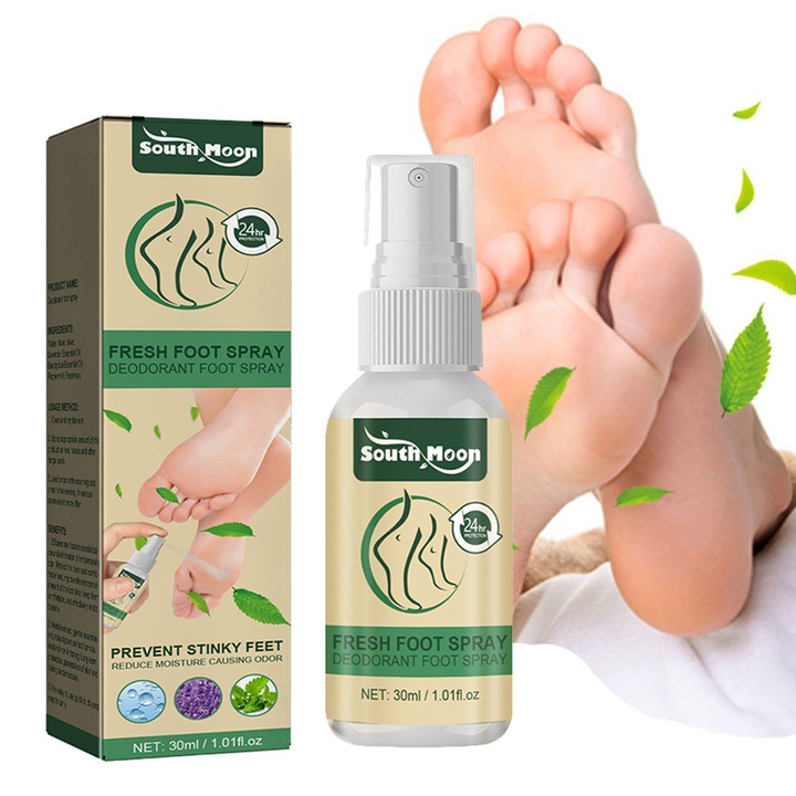 Spray deodorant pentru picioare South Moon - Calmeaza mancarimea, hidrateaza pielea picioarelor, previne transpiratia si lasa un parfum delicat