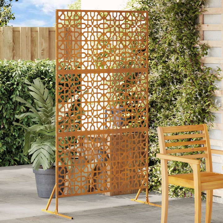 Ecran de Intimitate vidaXL, 100x50x180 cm, din otel corten, 10.4 kg