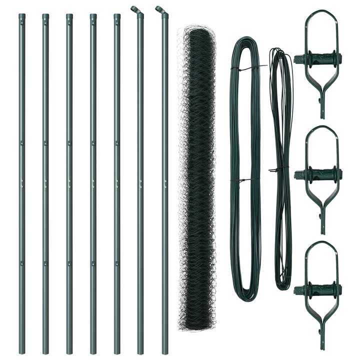 Imprejmuire Hexagonala Verde vidaXL, 1,5x10 m, Otel, 13.24 kg