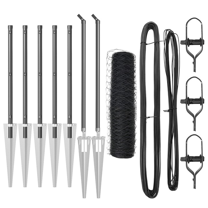 Gard hexagonal vidaXL, Gri, 0.6x10 m, Otel, 12.6 kg