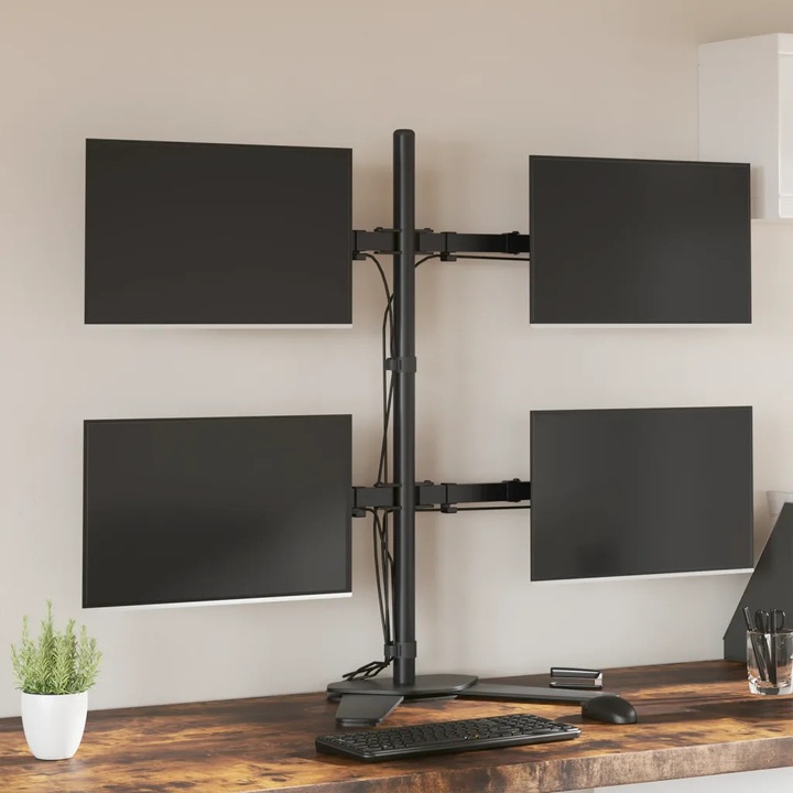 VidaXL monitortartó, állítható, fekete, acél, 75x100mm VESA