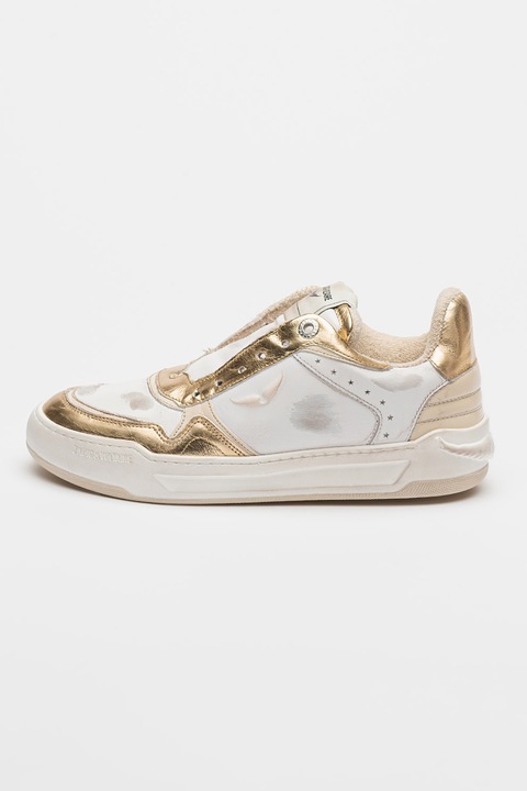 Zadig & Voltaire, Logós sneaker, Fehér/Aranyszín