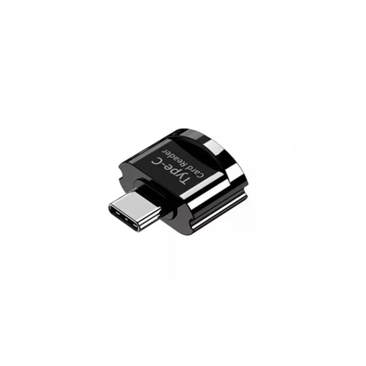 Cititor de carduri microSD-USB-C din metal negru，Portabil OMGift
