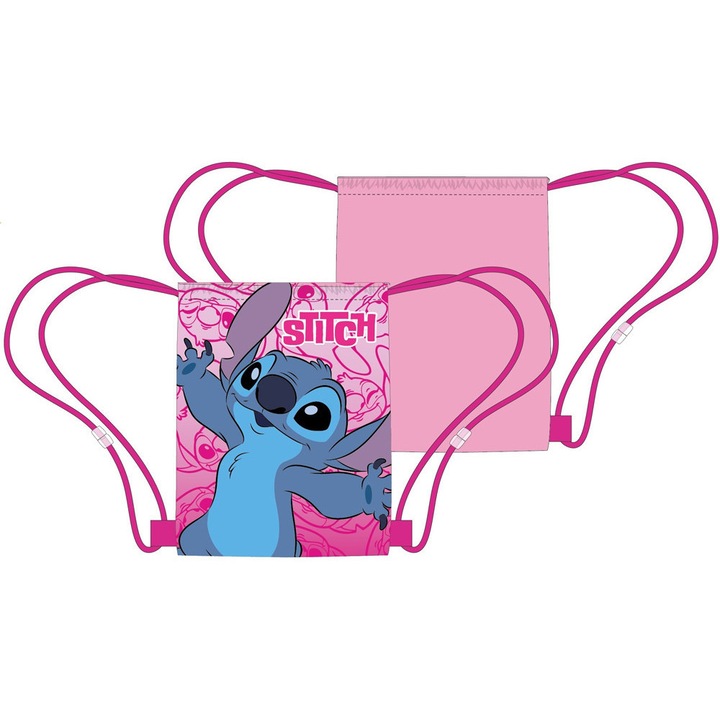 Geanta sport Disney Lilo si Stitch, Star Dog Pink Planet, geanta de sala 40 cm
