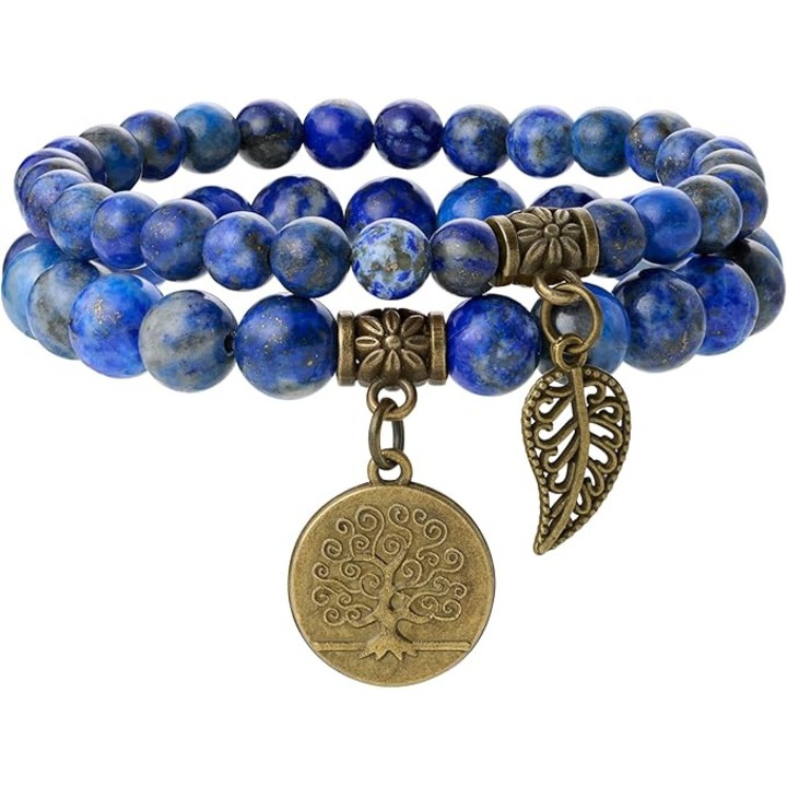 Set 2 Bratari femei, pietre semipretioase albastre, 18.5cm