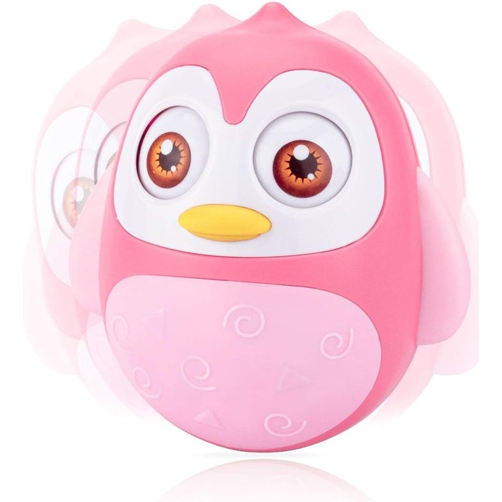 Jucarie interactiva pinguin, bebelusi 6-12 luni, colorat, 15x10x10cm