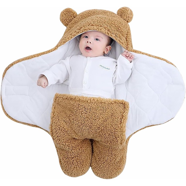 Sac de dormit pentru bebelusi, 3 luni, 62cm, set cu patura din fleece cu model de oi