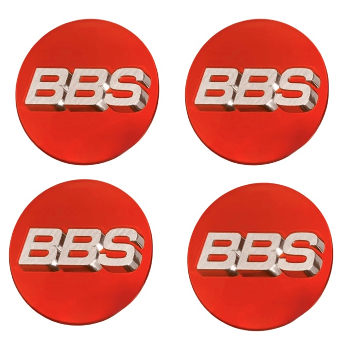 Комплект от 4 капачки за джанти, BBS, 70 мм, 3D релефно лого, Универсални за различни автомобили, Съвместим с Audi, BMW, Mercedes, VW, Червен/Сребрист