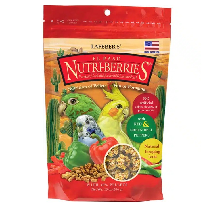 Hrana cu ardei gras, condimente si ardei iute pentru pasari exotice, Lafeber - El Paso Nutri-Berries, 284 g