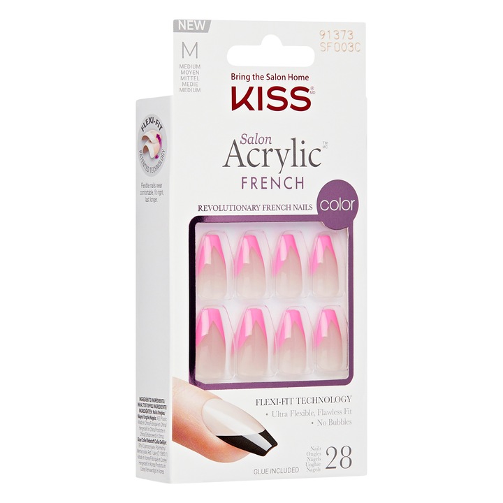 Műköröm, Salon Akril, Szögletes, Francia Szín