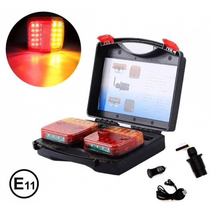 Безжични Wireless С Магнит 12V 24V Лед Led Диодни Стопове за Ремарке Каравана Платформа 5 Функции