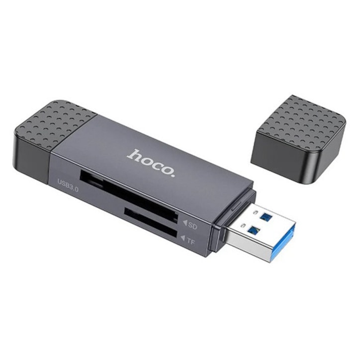 Hoco hb45 kártyaolvasó, usb 3.0/type-c - sd/microsd, sötétszürke