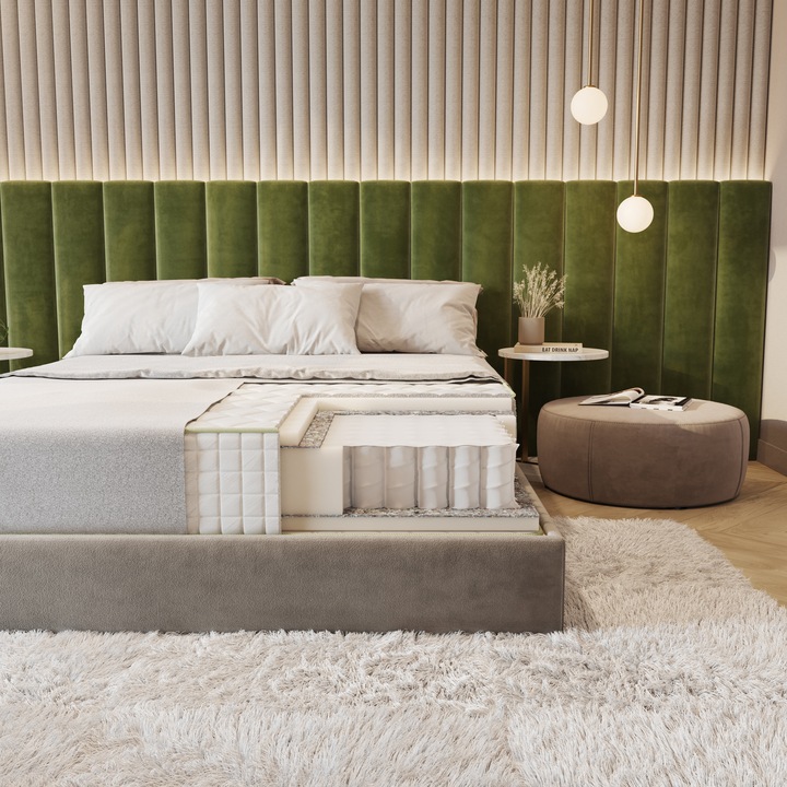 Saltea ortopedica CLASSIC POCKET 100 cm * 190 cm * 27 cm, structura cu arcuri individuale pocket si spuma poliuretanica, fermitate medie, fata doua anotimpuri GELADI