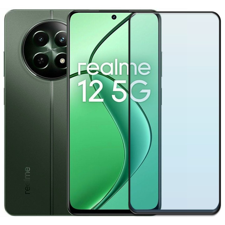 Folie din sticla securizata pentru Realme 12 5G, HAMSTERBOX Glass Shield, Protectie completa ecran, Full face, Aplicare rapida, Case Friendly, Transparenta