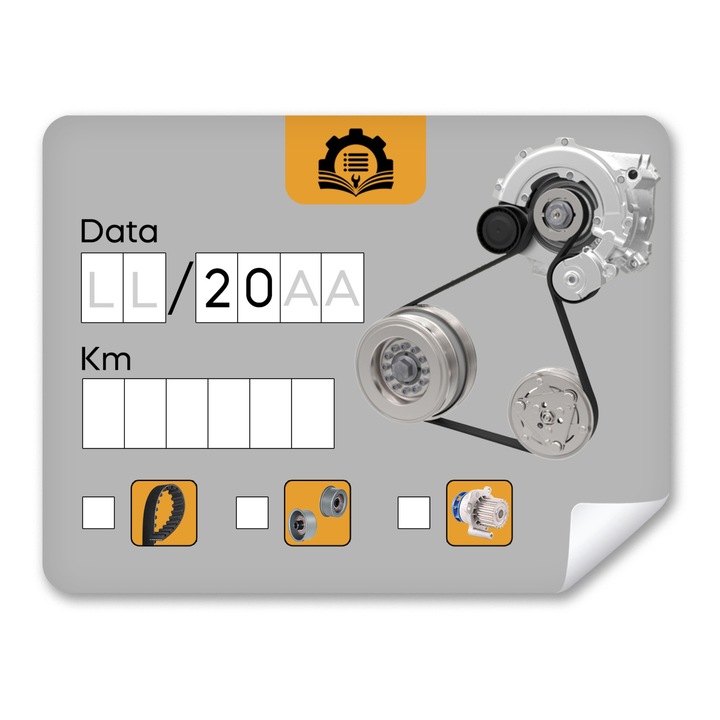 Eticheta Autocolanta Revizie Distributie – 6x5cm, Gri, Calitate Premium