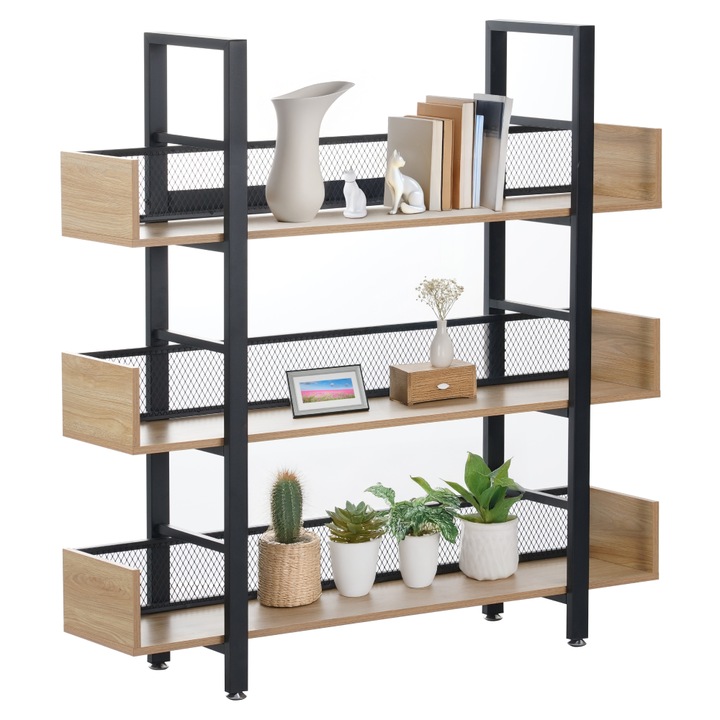 Raft pardoseala 3 polite stejar negru Kilis 120x30x120 cm