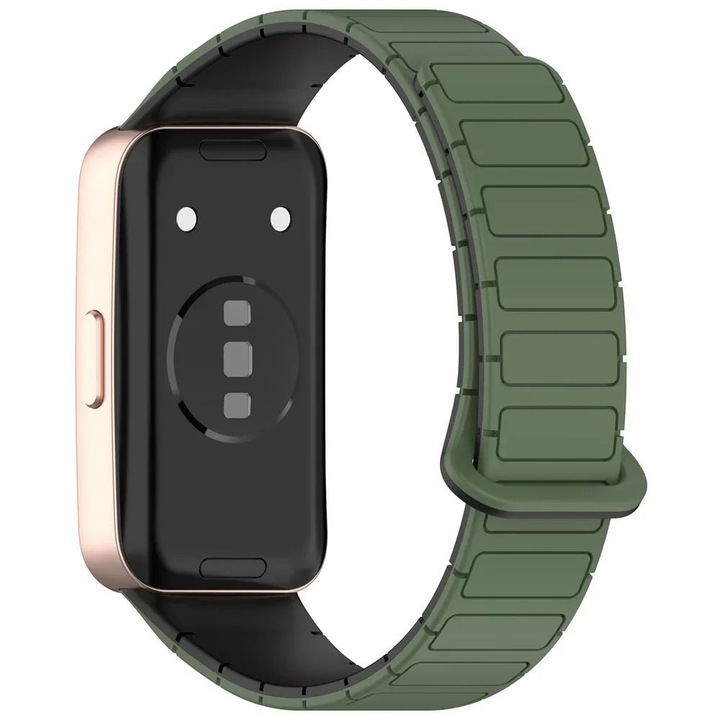 Curea de silicon magnetic pentru ceas Huawei Band 8 / 9 / 10, verde inchis