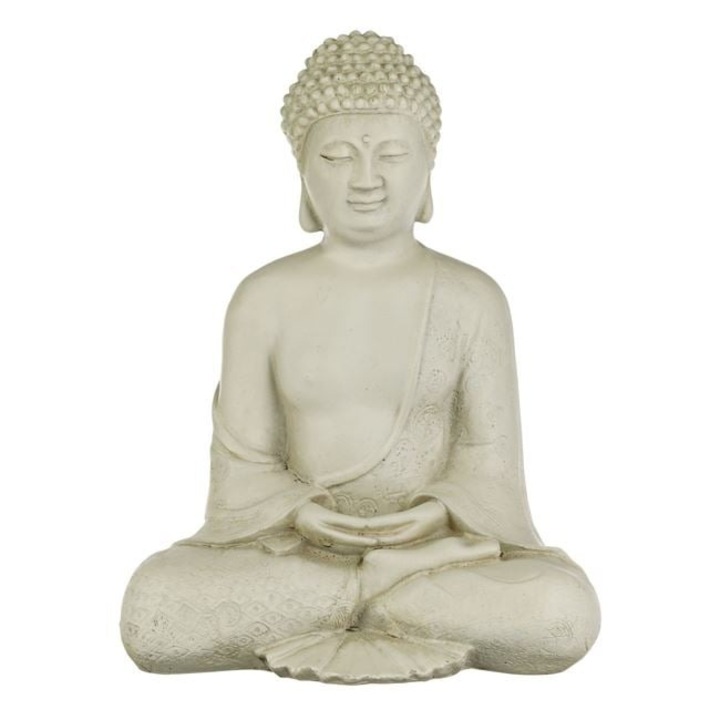 Etnikus Kerámia Dekoráció Buddha Figura Ekru 22x16.5x28 cm ANTBRO® – Spirituális és Ellenálló Dísz Kertbe és Teraszra