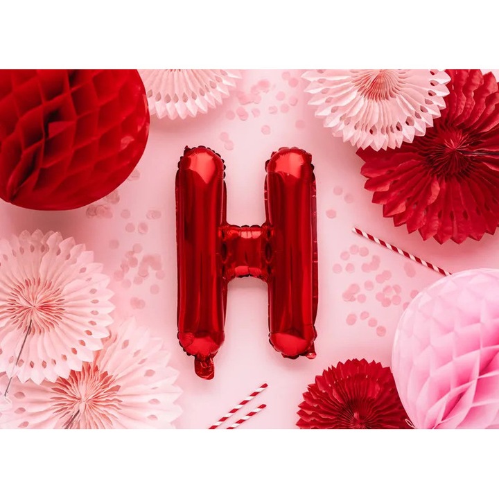 Комплект фолиеви балони Буква "H", 35 см, червени