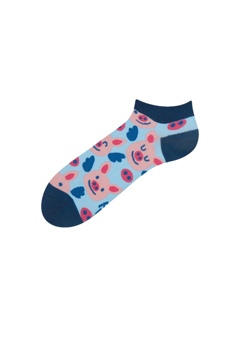 Sosete Fashion Scurte, Unisex, One-Size, Imprimeu Happy, Model 697, Pig Face