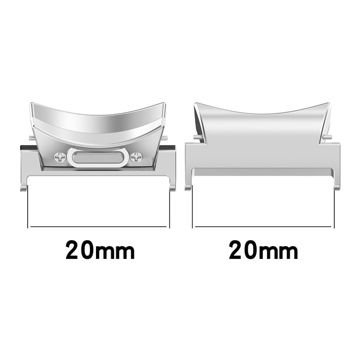 Set 2 Adaptoare Vogo® pentru curele ceas, compatibil cu Samsung Galaxy Watch 4 / 5 / 6, 20mm, Argintiu