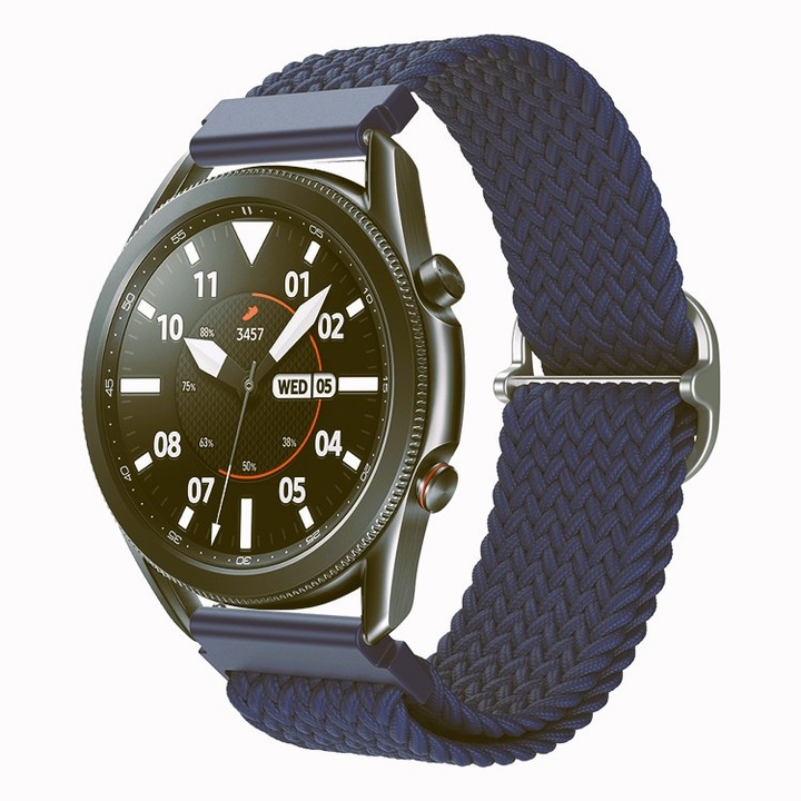 Универсална каишка за часовник Vogo®, съвместима с Garmin, Huawei Watch, Samsung Galaxy Watch, Amazfit, 22 мм, плетена найлонова материя, синя