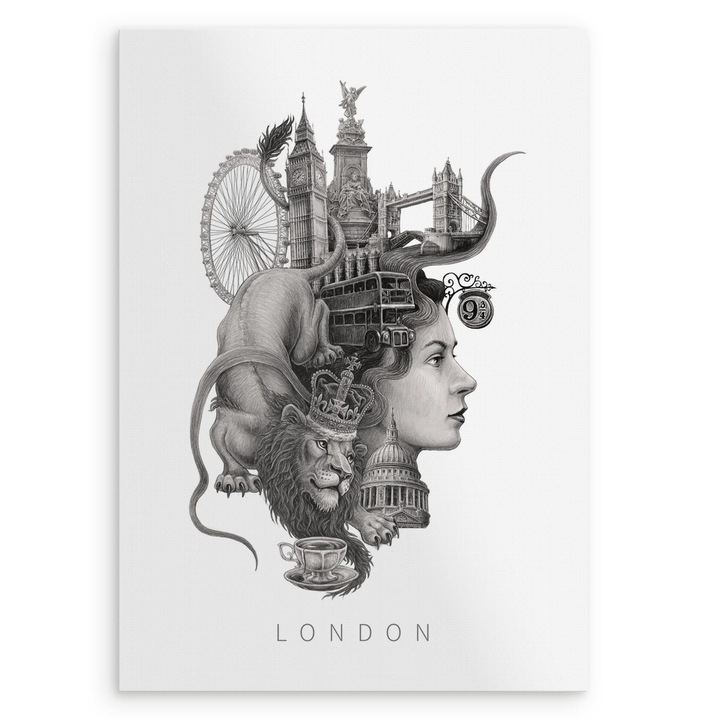 Tablou Londra, Wallfluent, print digital, 59.5x84cm, fara rama