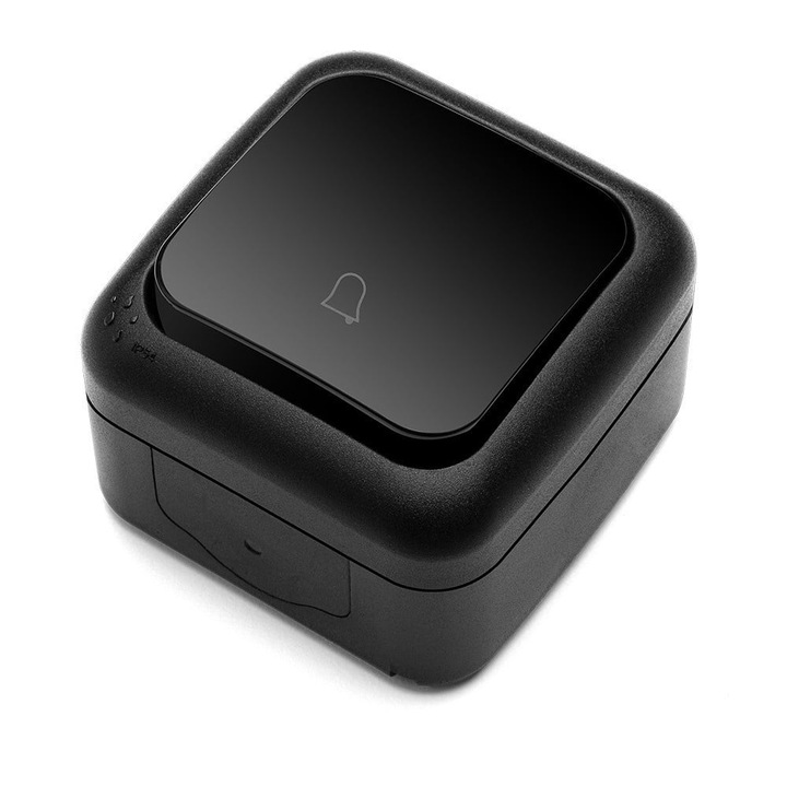 Buton sonerie, Viko, Palmiye, IP54, montaj aplicat, negru