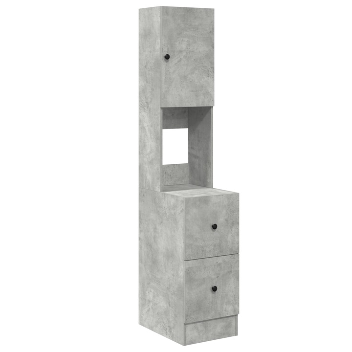Dulap bucatarie, vidaXL, gri beton, 35x50x180cm, PAL, 2 sertare, usi