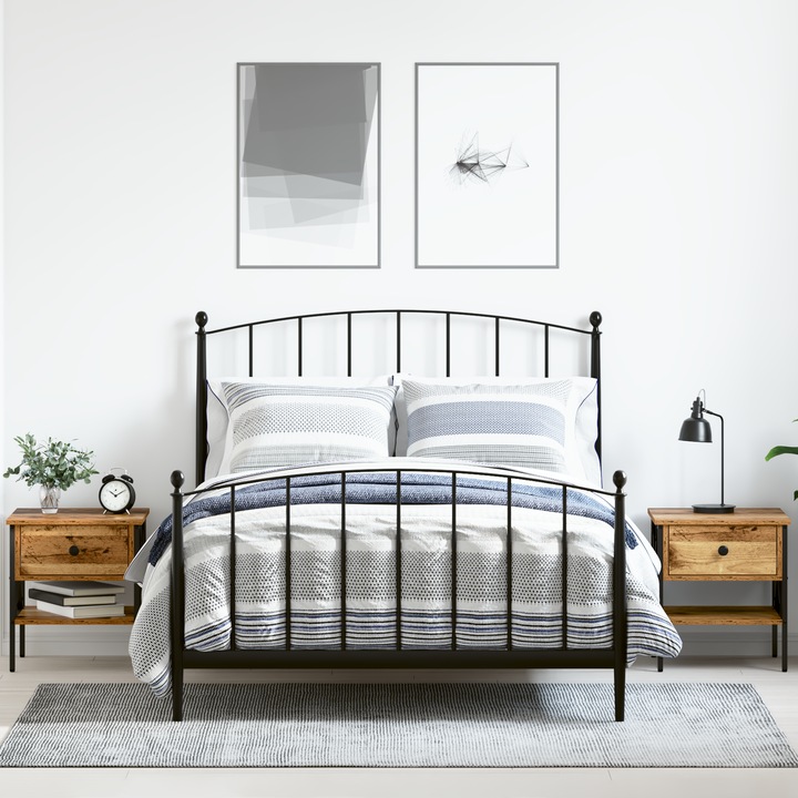 Set 2 noptiere, vidaXL, lemn vechi, 40x42x45 cm