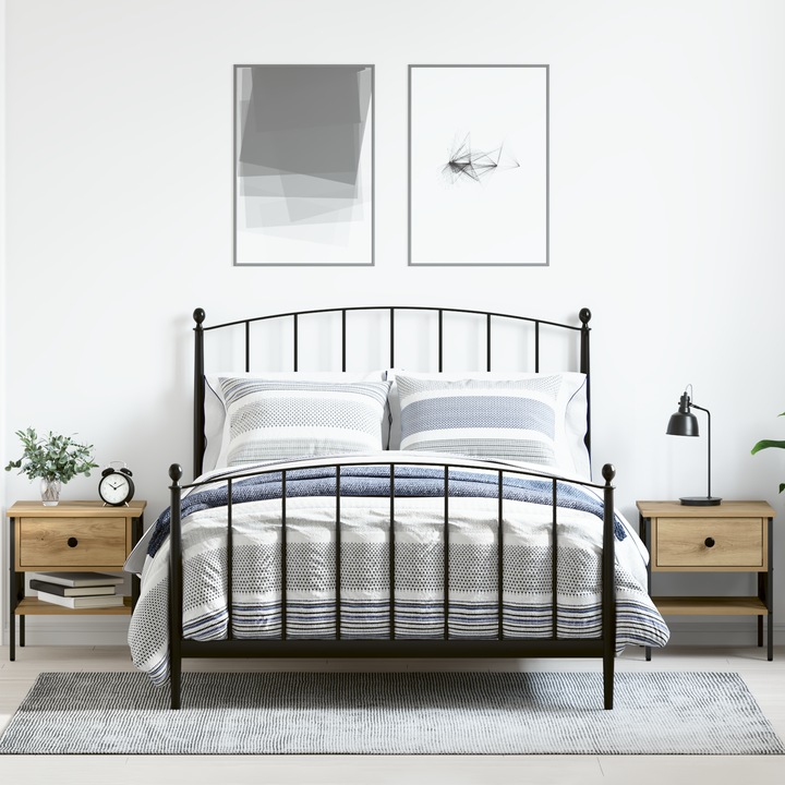 Set 2 noptiere din lemn masiv, vidaXL, 40x42x45 cm, design modern, spatiu de depozitare