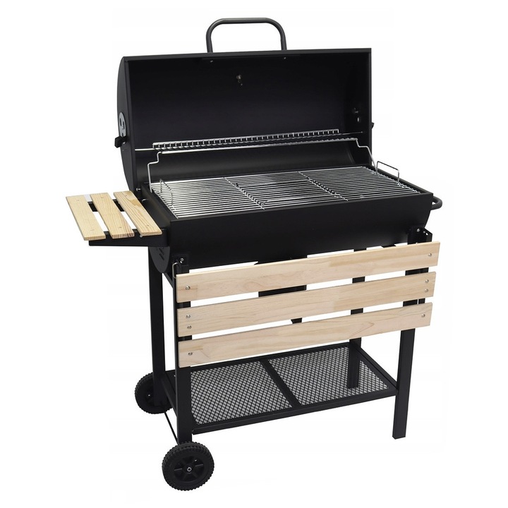 Gratar mare cu carbune pentru gradina 108 x 65 cm, gratar de gradina pe roti cu husa