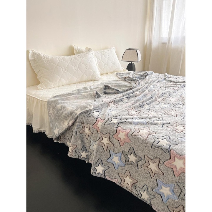 Patura Fina Cocolino, Imprimeu Stele, 200x230cm, Multicolor