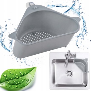 Organizator De Bucatarie De Colt Cu Scurgere Cu Ventuza Si Filtru Pentru Chiuveta