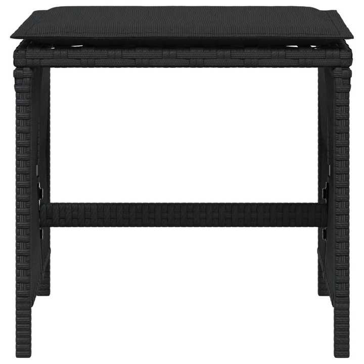 Set de 4 scaune de gradina cu perne, vidaXL, Negru, 41x41x36cm