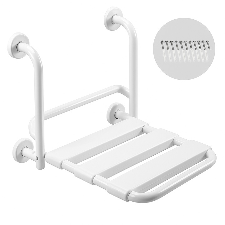 Scaun de dus pliabil, antiderapant, reglabil pe inaltime, sustine pana la 150 kg – ideal pentru seniori si persoane cu dizabilitati