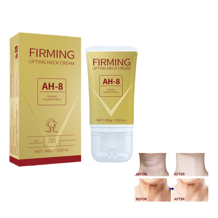 Crema ferma pentru gat, cu masaj cu role, crema pentru ingrijirea gatului, Imbunatateste fermitatea pielii, reduce ridurile de pe gat, hidrateaza si imbunatateste luminozitatea tenului., 100g