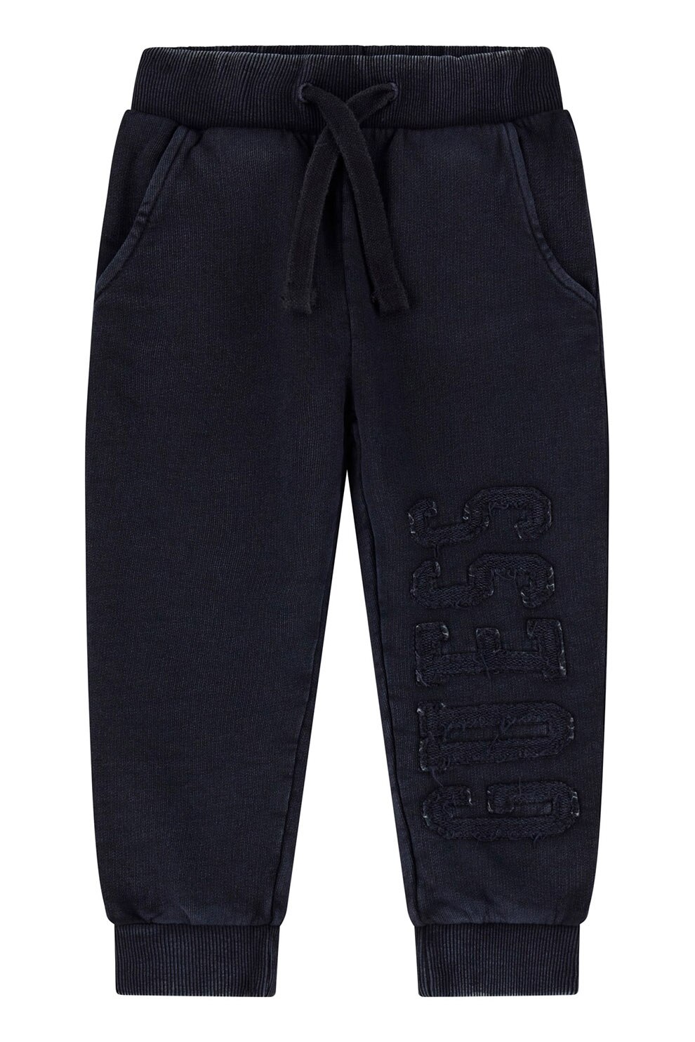 GUESS KIDS, Pantaloni de trening din bumbac cu detaliu logo, Negru stins, 113-118 CM