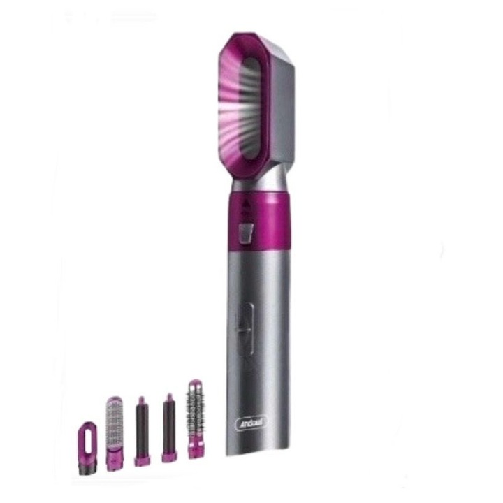 Електрическа четка Andowl, за изправяне и къдрене, сив/розов цвят