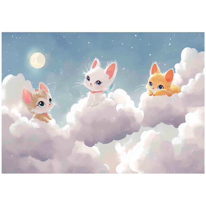 Fototapet Copii, pisici, animale, cer, modern, pentru perete, pentru copii, tapet, perete, decorare, 400x280 cm, 15677VX8