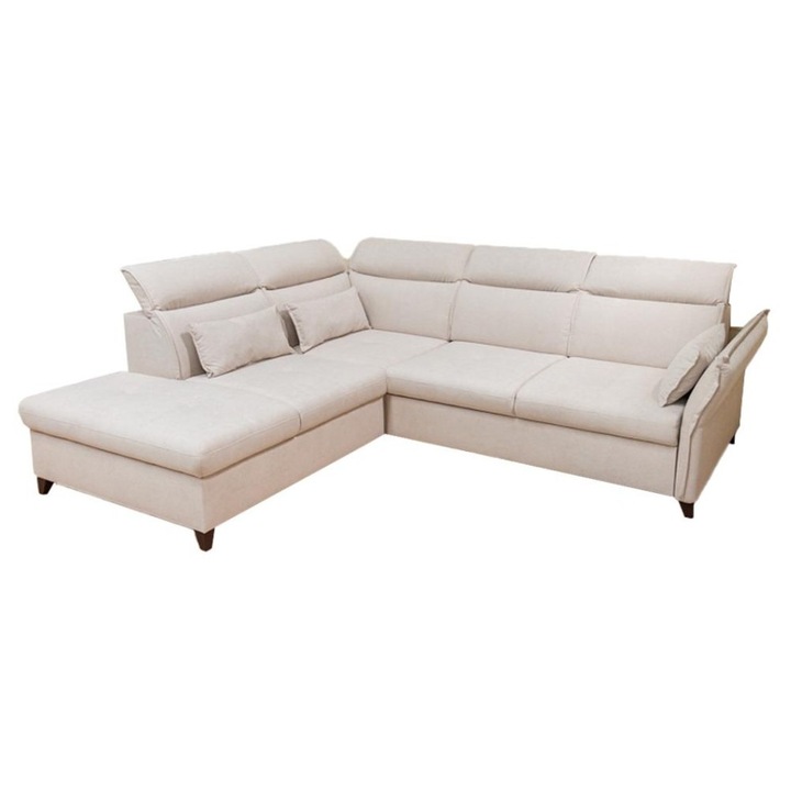 Coltar Extensibil Barry - Vega 03 Stanga, cu Lada de Depozitare, 272 x 146 x 101 cm, Stofa Bej