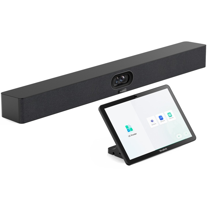 MeetingBar pentru videoconferinta Yealink A40-031, camera 4K la 120° si 8 microfoane MEMS AI All-in-One cu Android OS