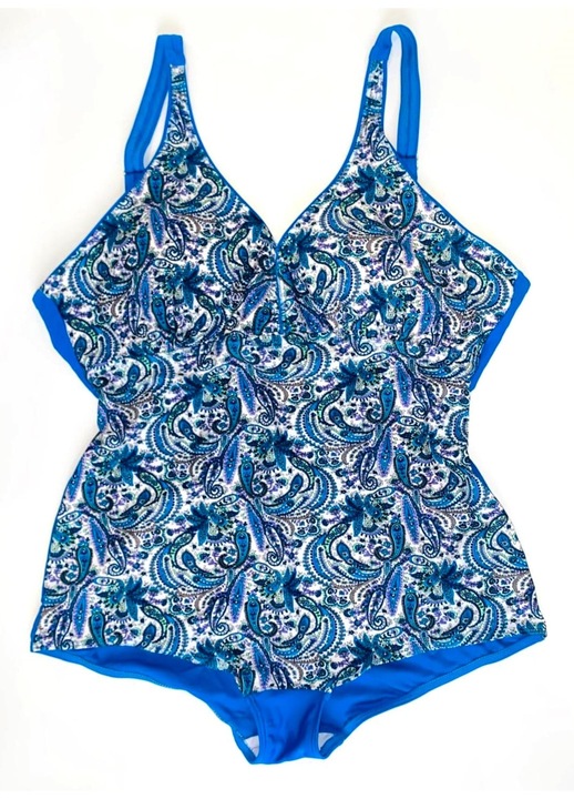Fürdőruha, egyrészes, nagy méret, kék - 48