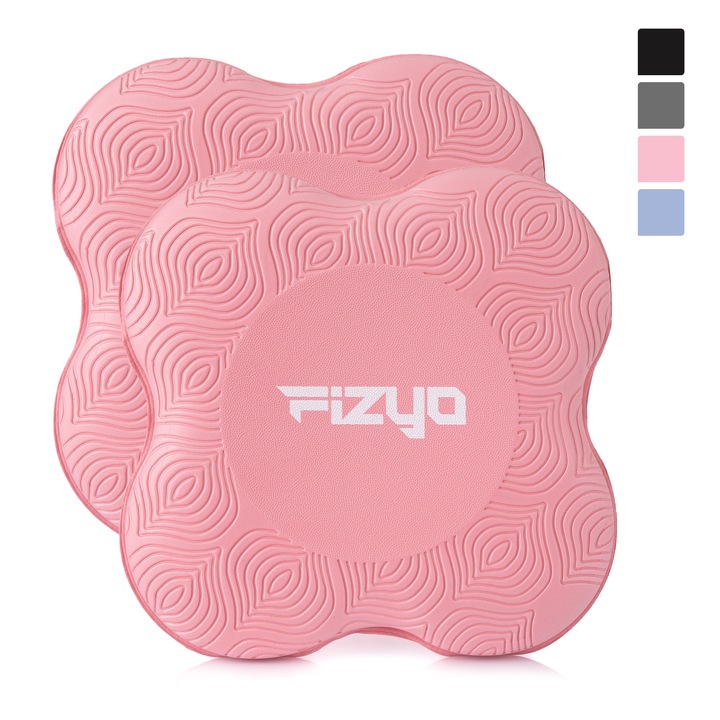 Suporturi pentru genunchi pentru yoga Fizyo FFIYP-2020D, 20 x 20 x 2 cm, set 2, amortizare, protectie pentru genunchi si coate, yoga, pilates, fitness, 90 g, Roz