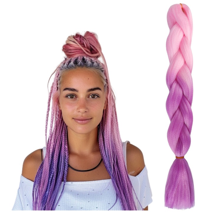Extensii De Par Sintetice, Fara Pietre, Fibre Sintetice De Inalta Calitate, Multicolore, Posibilitate De Coafare La Cald, Banda Elastica Pentru Montaj Usor, 120 cm